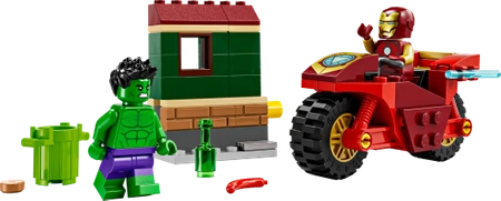 Klocki Lego Marvel Super Heroes 76287 Iron Man z motocyklem i Hulk, 68 elementów, 2 figurki bohaterów, dla dzieci w wieku 4+ 