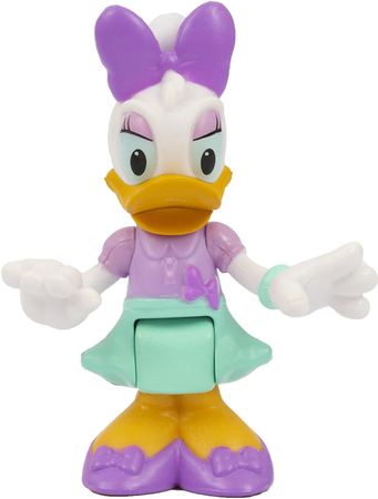 Disney Junior, Myszka Minnie, Figurka Daisy, 7 cm, przyjaciółka myszki Mini, można poruszać rączkami, oryginalna zabawka, dla dziewczynek w wieku 3 lata+