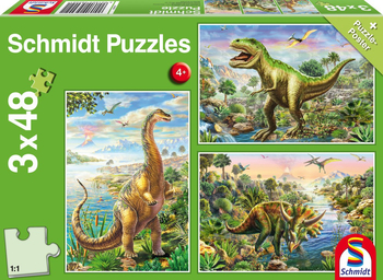 Dinozaury: Puzzle 3 x 48 el. z dinozaurami