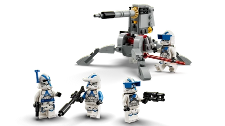 Klocki Lego Star Wars 75345 Zestaw bitewny – żołnierze-klony z 501 legionu, 119 elementów, 4 mini figurki, działo, super prezent dla miłośników Gwiezdnych Wojen, oryginalne klocki Lego, wiek dziecka 6+