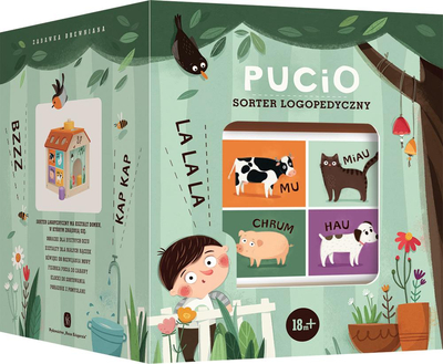 Pucio, sorter logopedyczny, drewniana zabawka, dla dzieci w wieku 18 m-cy+