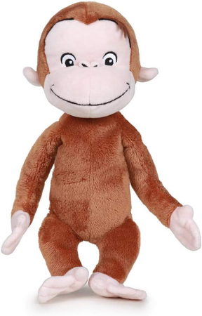 Ciekawski George, pluszowa maskotka małpka George, 25 cm, zapakowana w tekturowe opakowanie, miły plusz, wydaje dźwięki, dla dzieci w wieku 0+
