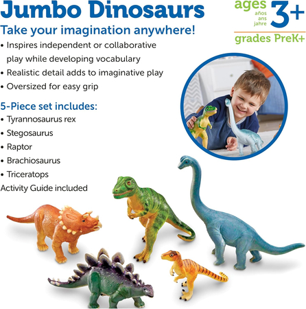 Learning Resources, Dinozaury, Zestaw dużych figurek 5 szt. 