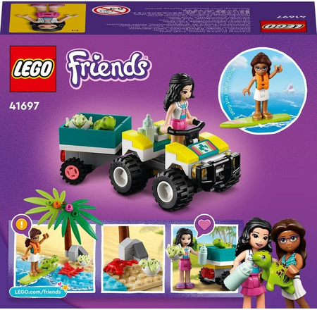 Klocki Lego Friends 41697, Pojazd do ratowania żółwi, 2 figurki, akcesoria, 70 el., dla dzieci w wieku 6+