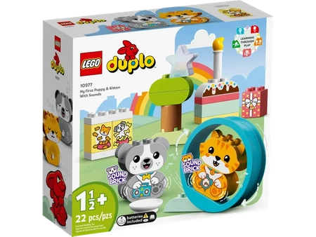 Klocki Lego Duplo10977 Mój pierwszy szczeniak i kotek z odgłosami, 22 elementy, oryginalne, idealne dla dzieci 1+ 