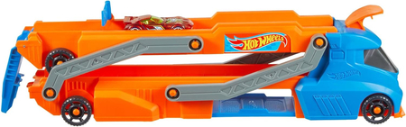 Hot Wheels, Pojazd ciężarówka z transformacją w tor wyścigowy, z wyrzutnią i miejscem na 9 samochodów