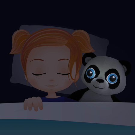 Buki France, Maskotka pluszowa Panda ze świecącymi oczami, 22 cm, wyłącznik czasowy, wymienne baterie, miły plusz, wiek dziecka 0+