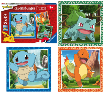 Pokemon, Puzzle 3-w-1, Trzy obrazki 3x49 el. dla dzieci w wieku 5+