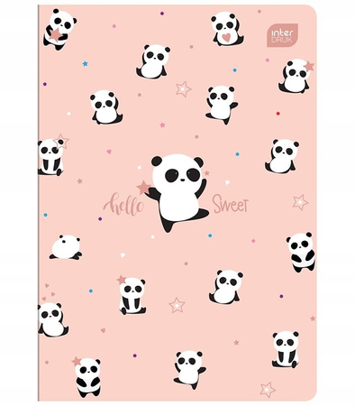 Zeszyt 16-kartkowy w trzy linie, A5, Magiczna okładka PP, Panda