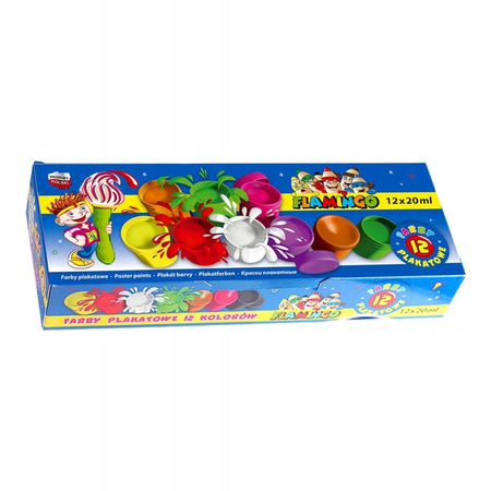 Farbki plakatowe w słoiczkach, 12 sztuk x 20 ml