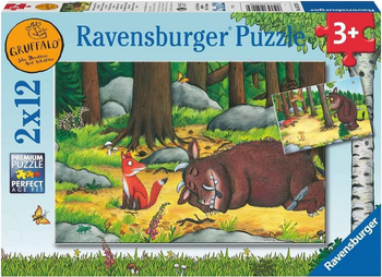Gruffalo, Puzzle dla małych dzieci 2 x 12 el., 2 obrazki w jednym pudełku, wymiary obrazka 26 x 18 cm, producent Revansburger, wiek dziecka 3+