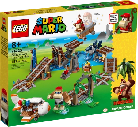 Klocki Lego Super Mario 71425 Przejażdżka wagonikiem Diddy Konga — zestaw rozszerzający, 1157 el. duży zestaw, oryginalne klocki, wiek dziecka 8+