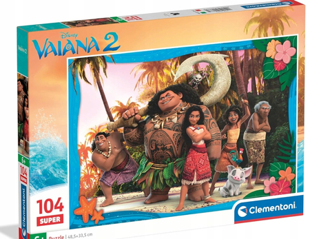 Clementoni,  Disney Vaiana 2, puzzle tradycyjne, 104 elementy, wyprodukowane we Włoszech, dla dzieci 6+