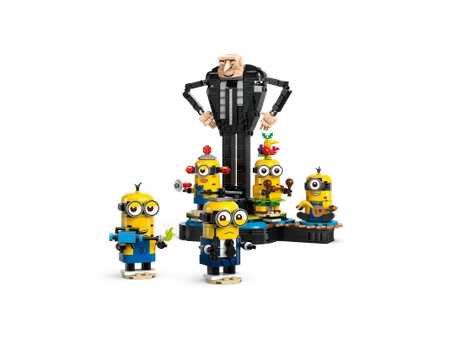 Klocki Lego Minionki 75582 Despicable Me 4 Gru i minionki z klocków, 839 el., duża figurka Gru i 5 figurek mjinionków, wiek dziecka 9+