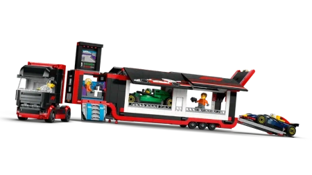 Klocki Lego City 60445 F1® Ciężarówka z bolidami RB20 i AMR24 F1®, 1086 elementów, oryginalne klocki, idealny prezent dla fana motoryzacji