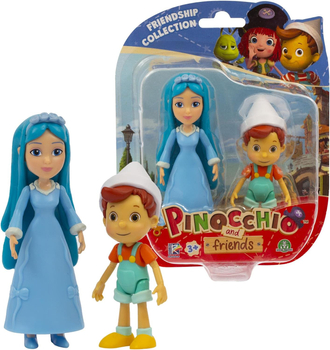 Pinokio i przyjaciele, figurki 2-pak, Pinokio i Wróżka Błękitka, zestaw 2 figurek, można ruszać kończynami, od renomowanego producenta, oryginalne licencyjne zabawki, dla dzieci w wieku 3+
