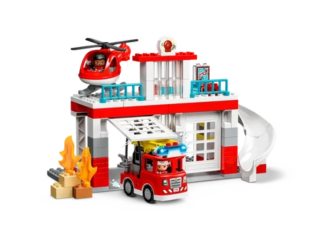 Klocki Lego Duplo 10970 Remiza strażacka i helikopter, 117 elementów, bezpieczne klocki dla dzieci 2+