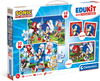 Sonic The Hedgehog, Zestaw EduKit 4 w 1, Puzzle 30 i 48 el., klocki obrazkowe 6 el. i gra pamięciowa Memo, w walizeczce, wiek dziecka 3+