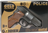 Gonher, Pistolet na kapiszony, 8 strzałów, Mały Policjant 125/1, wykonany z metalu, da chłopców w wieku 3+, Gold Collection
