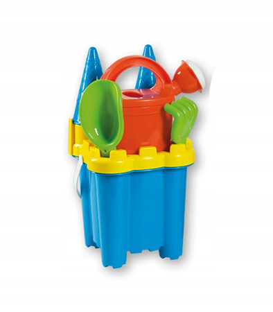 Androni, Zabawki do piaskownicy niebieski Zamek i foremki 39, włoski producent, zabawka bezpieczna dla dziecka, 7 elementów