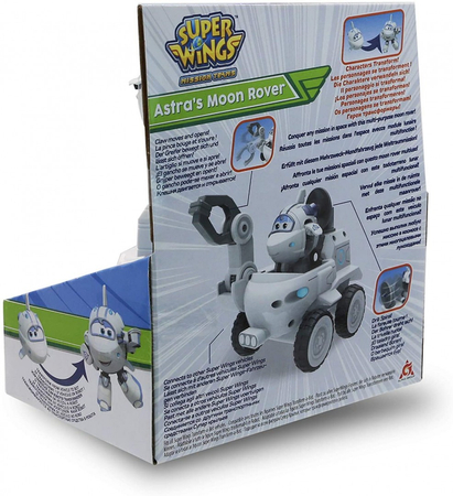 Super Wings, Figurka biały samolocik Astra i pojazd księżycowy, oryginalna zabawka z bajki, dla dzieci w wieku 3+