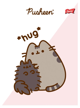 Zeszyt w linie, Pusheen - hug, linia dwukolorowa, format A5, 32 strony, linia dwukolorowa, okładka laminowana