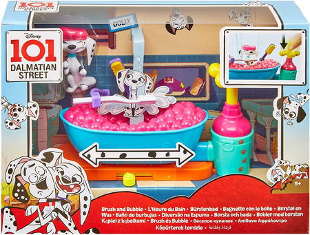 Mattel, Ulica Dalmatyńczyków 101, Kąpiel z bąbelkami, figurka piesek Dolly, wanna z akcesoriami, zestaw prezentowy, 5+