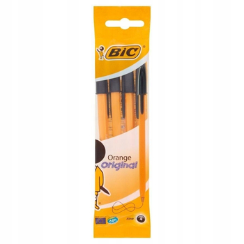 Zestaw 4 długopisów BIC - długopisy czarne - Fine 4 - Orange Original - Żółte długopisy