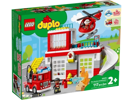 Klocki Lego Duplo 10970 Remiza strażacka i helikopter, 117 elementów, bezpieczne klocki dla dzieci 2+