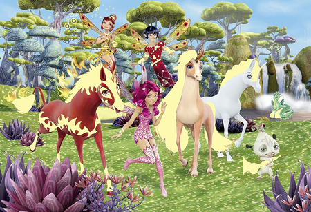 Schmidt, Mia i Ja, puzzle brokatowe, 200 el. z bajki, oryginalne, dla dziewczynek 8+, zdobione brokatem