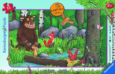 Ravensburger, Gruffalo, Puzzle ramkowe dla małych dzieci, W lesie, 15 el.