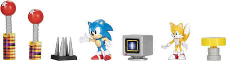 Sonic The Hedgehog, 2 Figurki z gry Sonic i Tails i akcesoria, oryginalna zabawka na licencji, 7 el. dla dzieci w wieku 3+