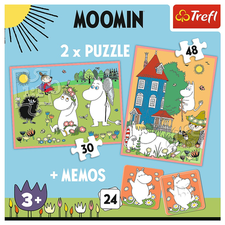 Trefl, Muminki, zestaw dla dzieci 2 x puzzle i gra pamięciowa Memo, wiek dziecka 3+