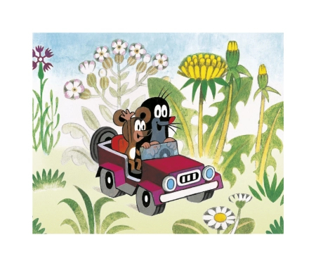 Krecik i Przyjaciele, Drewniane klocki obrazkowe puzzle Pojazdy Krecika, 20 klocków, wiek dzieci 3+