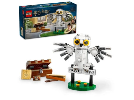 Klocki Lego Harry Potter 76425 Sowa Hedwiga z wizytą na ul. Privet Drive 4, 337 elementów, znana i lubiana postać z filmów o Harrym, oryginalne klocki, pomysł na prezent, wiek dziecka 7+