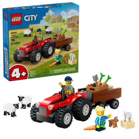 Klocki Lego City 60461 Czerwony traktor z przyczepą i owcą, 116 elementów