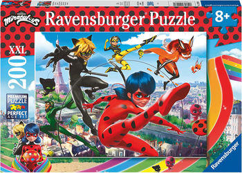 Puzzle 200 el. XXL Miraculum Biedronka i Czarny Kot, Ravensburger