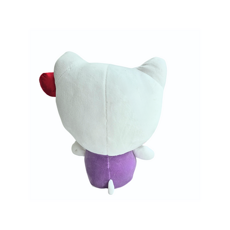 Hello Kitty, Maskotka pluszowa Kitty w fioletowym ubranku i z czerwoną wstążką, 25 cm, wysokiej jakości plusz, bardzo mila w dotyku, oryginalna