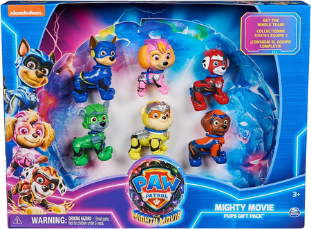 Spin Master, Psi Patrol Film 2, Paw Patrol Mighty Movie, zestaw figurki, 6 figurek piesków z bajki, zestaw prezentowy