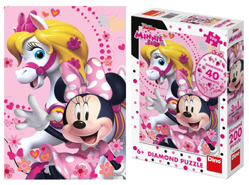 Disney, Myszka Minnie, Puzzle z diamencikami dla dziewczynek, 200 el.