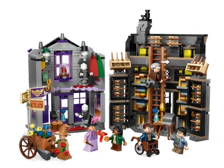 Klocki Lego Harry Potter 76439 Sklepy Ollivandera i Madame Malkin, 744 elementy, super prezent dla fana serii, dla dzieci 8+
