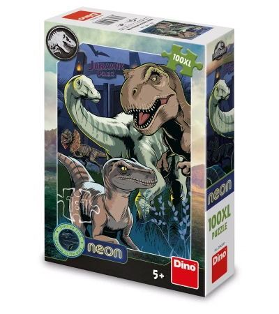 Dino Toys, Jurassic World, Puzzle neonowe XL Dinozaury, 100 el. świecące w ciemności