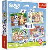 Bluey, Puzzle 4 w 1, zestaw 4 układanek dla młodszych dzieci, 12-15-20-24 el., wiek dziecka 3+, polski producent Trefl