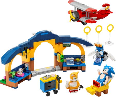 Klocki Lego Sonic the Hedgehog 76991 Tails z warsztatem i samolot Tornado, 376 elementów, oryginalne klocki dla fanów gry i filmu, wiek dziecka 6+