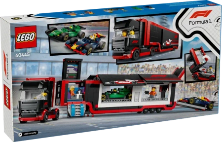 Klocki Lego City 60445 F1® Ciężarówka z bolidami RB20 i AMR24 F1®, 1086 elementów, oryginalne klocki, idealny prezent dla fana motoryzacji