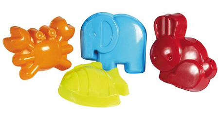 Androni, Włoskie zabawki do piaskownicy - Foremki - Zwierzątka - 4 szt., wzór 51,  bezpieczny dla dzieci plastik, kolorowe foremki