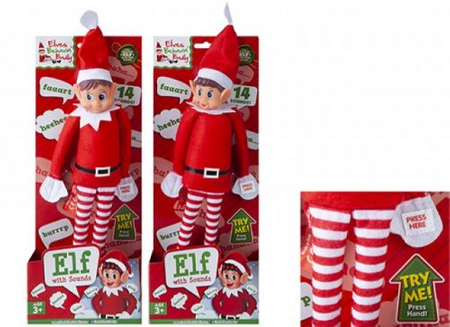 Miękka figurka Niegrzeczny Elf, wydaje dźwięki, The Elf on the shelf, chłopiec