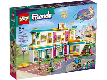 Klocki Lego Friends 41731 Międzynarodowa szkoła w Heartlake, 985 elementów, oryginalny duży zestaw, 5 mini laleczek, budynek szkoły z klasami, idealny pomysł na prezent dla dziewczynek w wieku 8 lat+