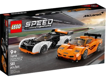 Klocki Lego Speed Champions 76918 McLaren Solus GT i McLaren F1 LM, 581 elementów, oryginalne klocki, dla małych inżynierów 9+