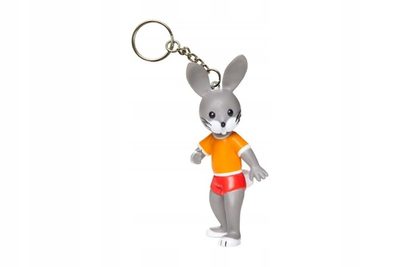 Miś Uszatek, Zajączek w koszulce i spodenkach breloczek do kluczy 9,5 cm, Tissotoys, 11038B